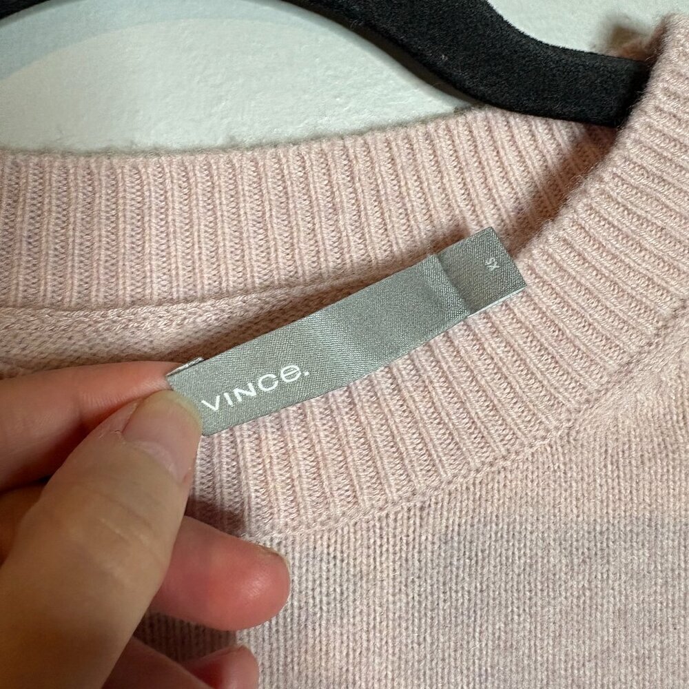 Vince Asymmetric Cashmere Crew Sweater in Cherry Blossom - Picture 5 of 7